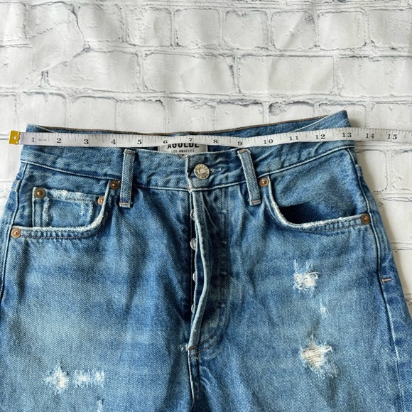 Agolde Women blue distressed Feel Good high waist buttoned jeans size 24 - Picture 6 of 10